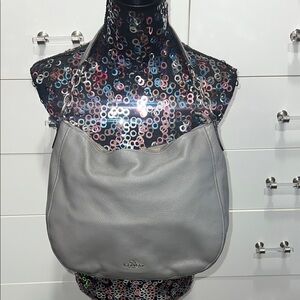 Coach Elle Pebbled Leather Hobo Bag with Silver Hardware